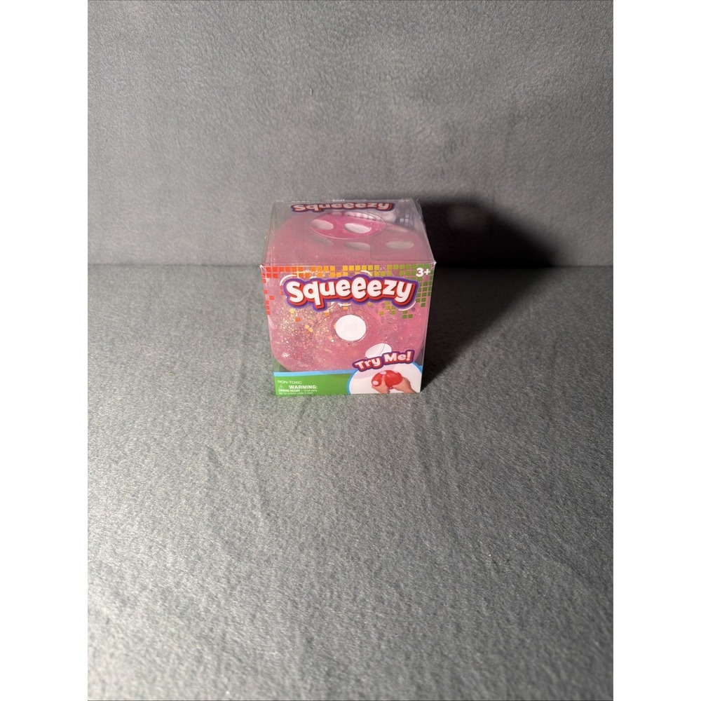 Squeeezy Squishy Stress Relief Fidget Sensory Toy Pink Glitter Dice Cube